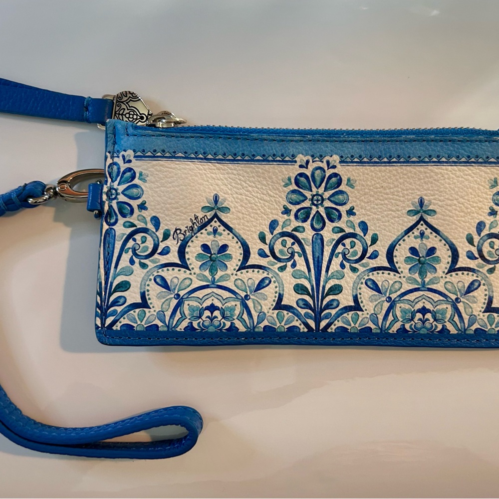 Brighton Blue Leather Card Pouch